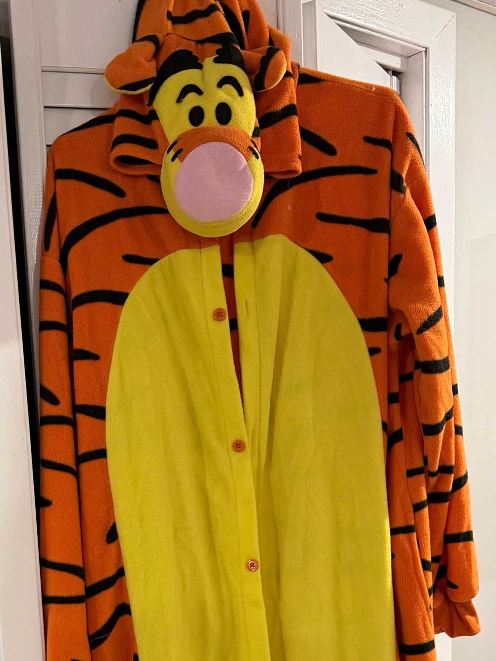 Yellow & Orange Fleece Hooded Tigger costume. XL size